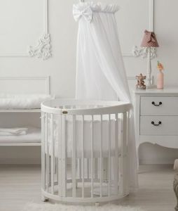 Кроватка детская Bambini овальная ( Белая )